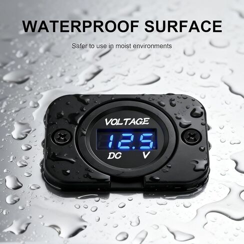 Car Battery Voltage Meter, Waterproof DC 12V 24V LED Voltmeter Panel, 12v Battery Monitor with Blue Light Round Digital Voltage Display for Truck RV ATV Marine Boat Automotive in Saudi Arabia