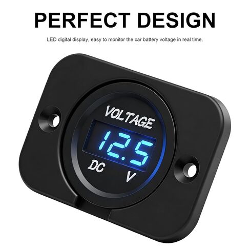 Car Battery Voltage Meter, Waterproof DC 12V 24V LED Voltmeter Panel, 12v Battery Monitor with Blue Light Round Digital Voltage Display for Truck RV ATV Marine Boat Automotive in Saudi Arabia