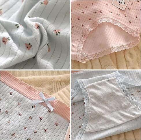 5 Packs Soft Cute Panties for Women, Comfortable Breathable underwear with Bow& Floral Pattern, Womens Underwear Briefs in Saudi Arabia