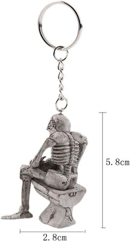 ODETOJOY Skeleton Skull Keychain Creative Skull On Toilet Punk Keyrings for Men Novelty Key Holder for Purse or Bag (Gray) in Saudi Arabia