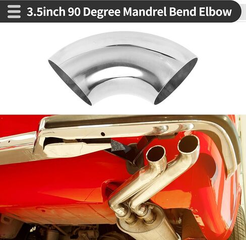 Motoforti 90 Degree Mandrel Bend Elbow Car Modified Exhaust Pipe Tubing Piping 3.5" Inch OD Thickness 1.2mm/18GA 89x215x1.2mm 201 Stainless Steel Silver Tone in Saudi Arabia