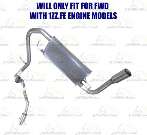 Northeastern Exhaust | Stainless Steel Resonator Pipe & Muffler Exhaust System Kit Compatible for Pontiac Vibe 2005-2008 Free Gasket, Clamps and Spring Bolt Kit Included in Saudi Arabia