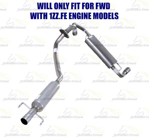 Northeastern Exhaust | Stainless Steel Resonator Pipe & Muffler Exhaust System Kit Compatible for Pontiac Vibe 2005-2008 Free Gasket, Clamps and Spring Bolt Kit Included in Saudi Arabia