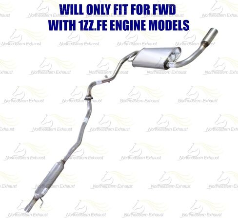 Northeastern Exhaust | Stainless Steel Resonator Pipe & Muffler Exhaust System Kit Compatible for Pontiac Vibe 2005-2008 Free Gasket, Clamps and Spring Bolt Kit Included in Saudi Arabia
