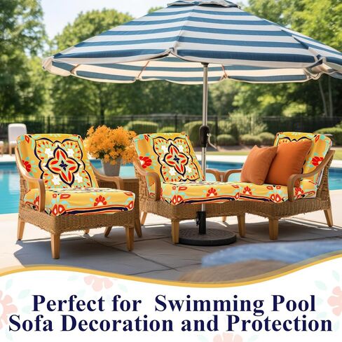 8 Pcs Printed Couch Cushion Covers with Elastic Stretch 27.5 x 25 Inch Sofa Furniture Cushion Covers Washable Bohemian Floral Indoor Outdoor Sofa Replacement in Saudi Arabia