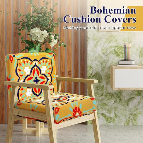 8 Pcs Printed Couch Cushion Covers with Elastic Stretch 27.5 x 25 Inch Sofa Furniture Cushion Covers Washable Bohemian Floral Indoor Outdoor Sofa Replacement in Saudi Arabia