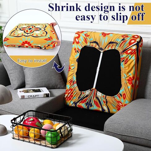 8 Pcs Printed Couch Cushion Covers with Elastic Stretch 27.5 x 25 Inch Sofa Furniture Cushion Covers Washable Bohemian Floral Indoor Outdoor Sofa Replacement in Saudi Arabia