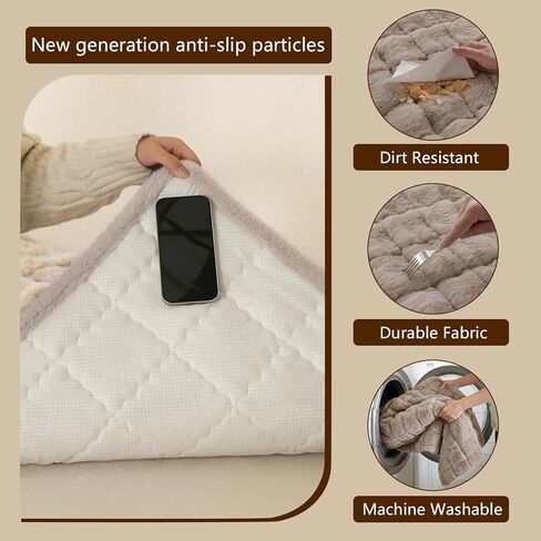 Couch Cover for Pets Plush, Non Slip Cozy Sofa Cover Pet Friendly, Soft Thick Fuzzy Sofa Slipcovers for 3 Cushions Washable Couch Sofa Funiture Protector(Light Brown,27.6'' x 63'') in Saudi Arabia