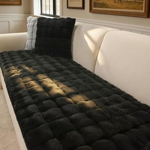 Couch Cover for Pets Plush, Non Slip Cozy Sofa Cover Pet Friendly, Soft Thick Fuzzy Sofa Slipcovers for 3 Cushions Washable Couch Sofa Funiture Protector(Light Brown,27.6'' x 63'') in Saudi Arabia