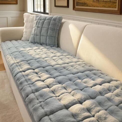 Couch Cover for Pets Plush, Non Slip Cozy Sofa Cover Pet Friendly, Soft Thick Fuzzy Sofa Slipcovers for 3 Cushions Washable Couch Sofa Funiture Protector(Light Brown,27.6'' x 63'') in Saudi Arabia