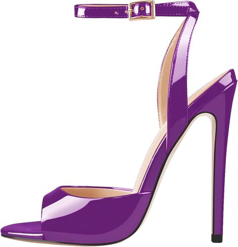 Only maker Women’s Patent Leather Peep Toe Stiletto High Heel Sandals Ankle Strap Buckle Slingback Dress Shoes for Summer Party & Evening in Kuwait