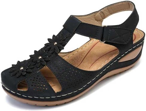 Womens PU Sandals Summer Non Slip Thick Sole Comfortable Wedge Shoes Light Soft-Soled Round Head Beach Sandals in Saudi Arabia