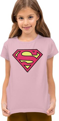 تي شيرت Popfunk Superman Pink S Shield للأطفال الصغار من الأولاد والبنات in Saudi Arabia
