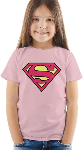 تي شيرت Popfunk Superman Pink S Shield للأطفال الصغار من الأولاد والبنات in Saudi Arabia