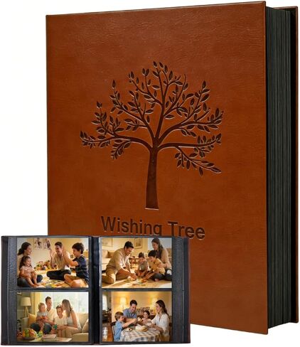 Vintage Photo Album for 4x6 Photos, Vegan Leather Cover, 200 Pockets, Perfect Picture Book Album for Wedding, Baby, Family, Travel Memories, Anniversaries & Graduations, Brown in Kuwait