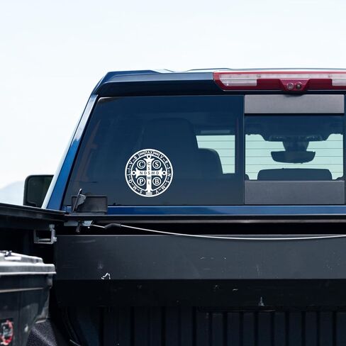 5 قطع ملصق سيارة القديس بنديكت وسام كاثوليكي ديني، ملصق متقاطع للقديس بنديكت لنافذة الشاحنة والمركبات فكرة هدية للحماية من الصدمات (5 × 5) in Kuwait