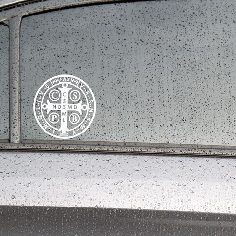 5 قطع ملصق سيارة القديس بنديكت وسام كاثوليكي ديني، ملصق متقاطع للقديس بنديكت لنافذة الشاحنة والمركبات فكرة هدية للحماية من الصدمات (5 × 5) in Kuwait