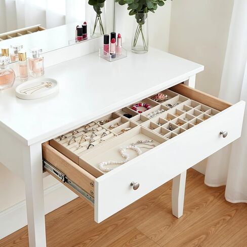 8 Pcs Jewelry Organizer Tray, Stackable Velvet Jewelry Trays Drawers Organizer for Drawer Inserts Earring Organizers for Women, Divided Display Trays for Earring Ring Necklace (Beige) in Saudi Arabia
