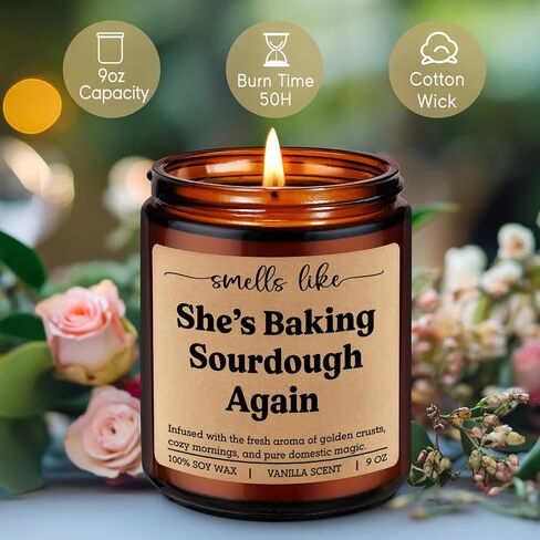 Fairy's Gift Candle, Sourdough Gifts for Bakers Women, Baking Gifts, Sour Dough Starter, Bread Baker Lovers Presents, Funny Birthday, Bakery Themed Presents for Sourdough Bread Maker Mom, Friend, Her in Saudi Arabia