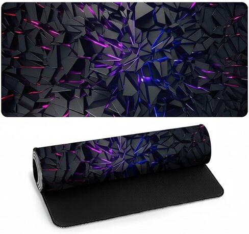 Extra-Large Futuristic Gaming Mouse Pad, Black Desk Mat with Vibrant Neon Lines, Non-Slip Rubber Base and Stitched Edges, Modern Gamer Decor in Saudi Arabia