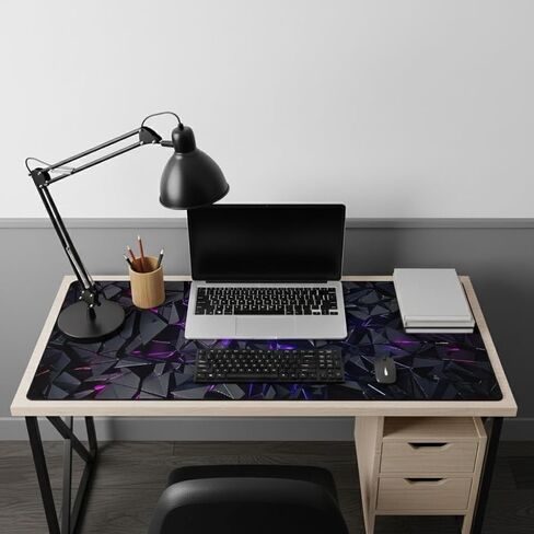 Extra-Large Futuristic Gaming Mouse Pad, Black Desk Mat with Vibrant Neon Lines, Non-Slip Rubber Base and Stitched Edges, Modern Gamer Decor in Saudi Arabia