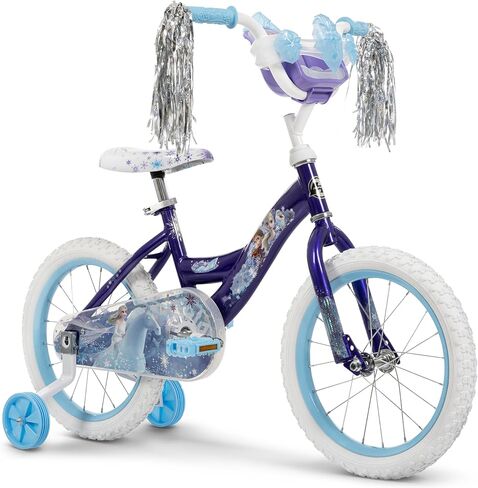 Huffy Disney Frozen 2 16 Inch Girl’s Bike with Training Wheels, Streamers & Basket, Indigo Purple, Quick Connect Assembly in Kuwait