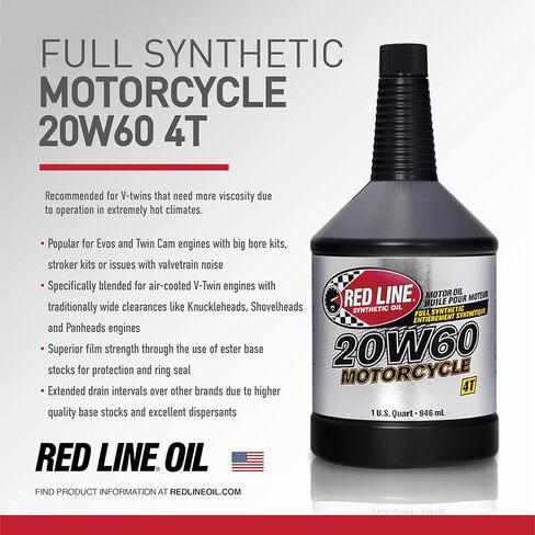Red Line 12604 20W60 Synthetic Motorcycle Motor Oil - 1 Quart (12 Pack) in Saudi Arabia