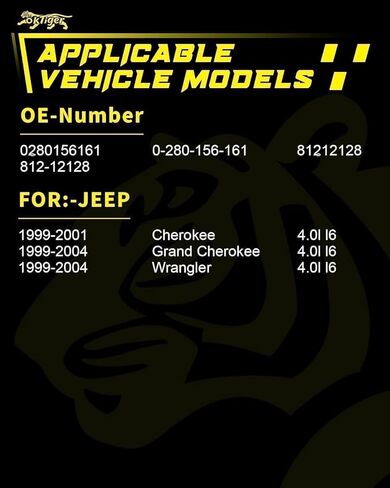 Oktiger Set of 6 Fuel Injectors 4.0L L6 Fits for Jeep Cherokee 1999 2000 2001, Grand Cherokee 1999 2000 2001 2002 2003 2004, Wrangler 1999-2004, OE# 0280156161, 0-280-156-161, 81212128,812-12128 in Kuwait