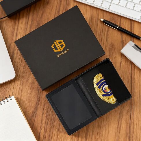 Law Enforcement Badge Holder Wallet, Eagle Shape Badge Holder, Hidden Police Wallet, Shield Wallets (Black Genuine Leather) in Kuwait