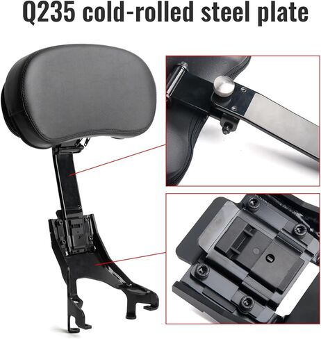 PANICAL Motorcycle For Indian 2020-2026 Challenger Pursuit Driver Backrest Quick Release Adjustable Driver Rider Backrest Sissy Bar Black Leather (Black backrest) in Saudi Arabia