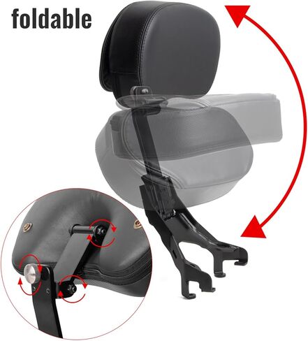 PANICAL Motorcycle For Indian 2020-2026 Challenger Pursuit Driver Backrest Quick Release Adjustable Driver Rider Backrest Sissy Bar Black Leather (Black backrest) in Saudi Arabia