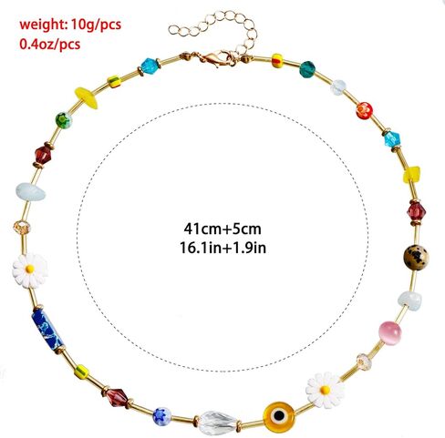 Daisy Heart Butterfly Beaded Choker Necklace For Women Statement Boho Y2K Adjustable Choker Style Beaded Chain Gold Colors in Saudi Arabia