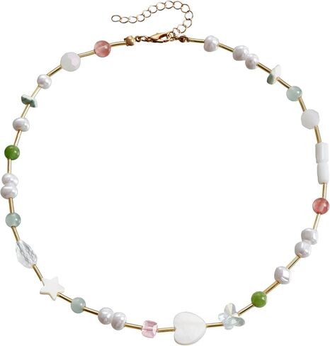 Daisy Heart Butterfly Beaded Choker Necklace For Women Statement Boho Y2K Adjustable Choker Style Beaded Chain Gold Colors in Saudi Arabia