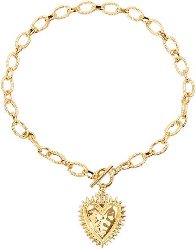 MYANAIL Gold Thick Chain Choker OT Clasp Necklace for Women Chunky Sun Heart Pendant Necklaces Jewelry Thick Bold Toggle Necklaces for Women Minimalist O-Shaped Link Chain Chokers Necklace Gift in Saudi Arabia
