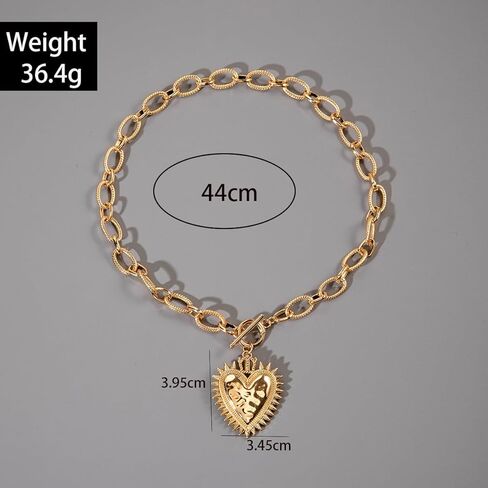 MYANAIL Gold Thick Chain Choker OT Clasp Necklace for Women Chunky Sun Heart Pendant Necklaces Jewelry Thick Bold Toggle Necklaces for Women Minimalist O-Shaped Link Chain Chokers Necklace Gift in Saudi Arabia