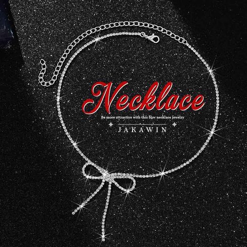JAKAWIN Rhinestone Bow Necklace Silver Choker Necklaces Jewelry for Women in Saudi Arabia