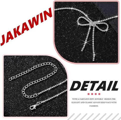JAKAWIN Rhinestone Bow Necklace Silver Choker Necklaces Jewelry for Women in Saudi Arabia