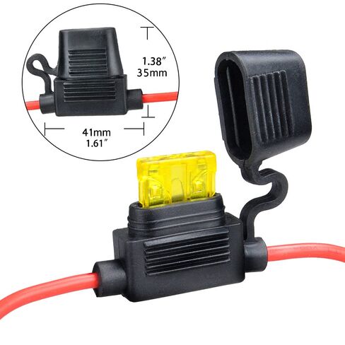 MUYI 6 Pack Inline Fuse Holder Kit - 14AWG Waterproof Pigtail Wire Loop with 20A Standard Blade Fuses ATC/ATO in Kuwait