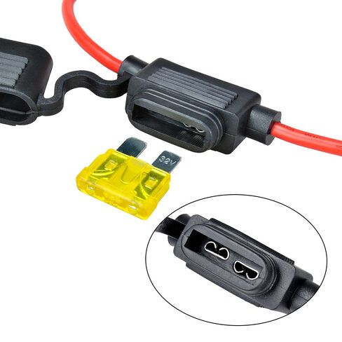 MUYI 6 Pack Inline Fuse Holder Kit - 14AWG Waterproof Pigtail Wire Loop with 20A Standard Blade Fuses ATC/ATO in Kuwait