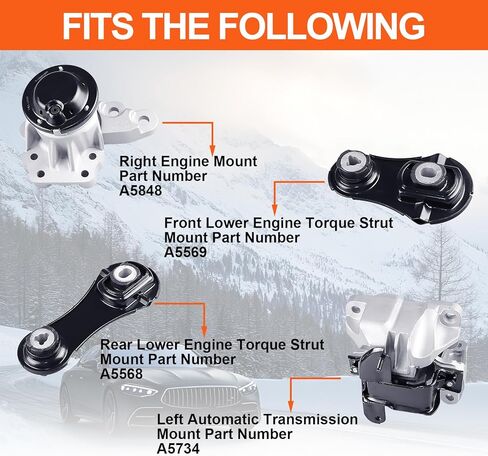 حامل محرك المحرك متوافق مع Ford Explorer 2016-2019 V6 3.5L، Ford Police Intercept أو Utility 2016-2019 V6 3.5L، بديل لـ A5848 A5569 A5568 A5734 in Kuwait