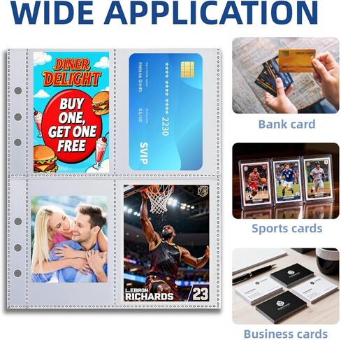 60 Pcs A5 Card Sleeves for Trading Cards - 1/2/4 Pocket Clear Binder Inserts, Plastic Protector Pages for Baseball Cards, Game Cards, Photos in Saudi Arabia