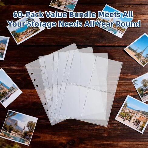 60 Pcs A5 Card Sleeves for Trading Cards - 1/2/4 Pocket Clear Binder Inserts, Plastic Protector Pages for Baseball Cards, Game Cards, Photos in Saudi Arabia