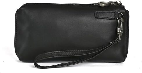 Genuine Leather Men Wristlet Clutch Phone Wallet Black Vintage Purse Handbag Travel Essentials in Kuwait