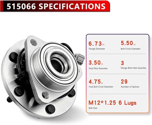 515066 (Pair) Front Wheel Bearing Hub Assembly for Nissan Pathfinder 2004, for Pathfinder Armada 2004,for Titan 2004-2007, for Armada 2005-2007, for Infiniti QX56 2004-2007, 6 Lugs W/ABS in Saudi Arabia