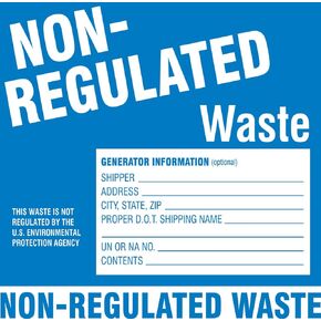 Brady 60446 PaLabels per Label Hazardous Waste Labels - Label Non-Regulated Waste , White On Blue, 6" Height x 6" Width, Legend "Non-Regulated Waste...Etc" (100 Labels per Package)