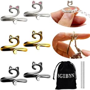 SGIBYN 6 Pack Adjustable Crochet Tension Ring for Crocheting, Cat Crochet Yarn Guide Control Rings for Tension, Yarnmate Crochet Knitting Loop Ring