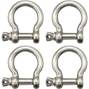Stainless Shackles -Shackles Pack of 4-316 Stainless Steel Clips Marine Grade - Bow Shackles - Heavy Duty