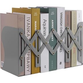 MSDADA Adjustable Bookends, Book Ends for Heavy Books, Expandable Book Organizer for Desk, Shelf, Office, School, for 6 7 8 9 10 11-15 Boys and Girls, Extends up to 19 inches (Macaron Green)