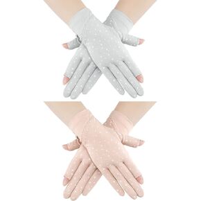 Boao 2 Pairs Sun Gloves Women Protection Gloves UV Protection Touchscreen Driving Gloves for Summer Outdoor Activities