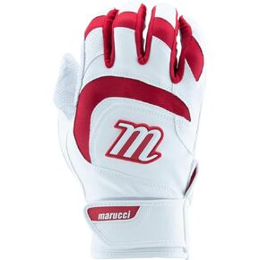 MARUCCI Signature Batting Glove V4, White/RED, Adult X-Large